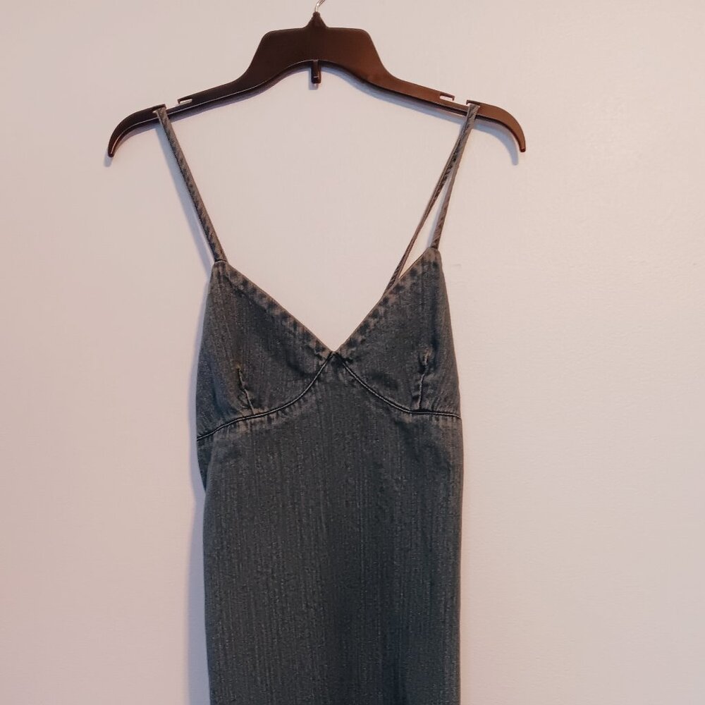 Vintage 90s Y2K Route 66 Dark Wash Denim Dress with Criss-cross Straps - Picture 2 of 7